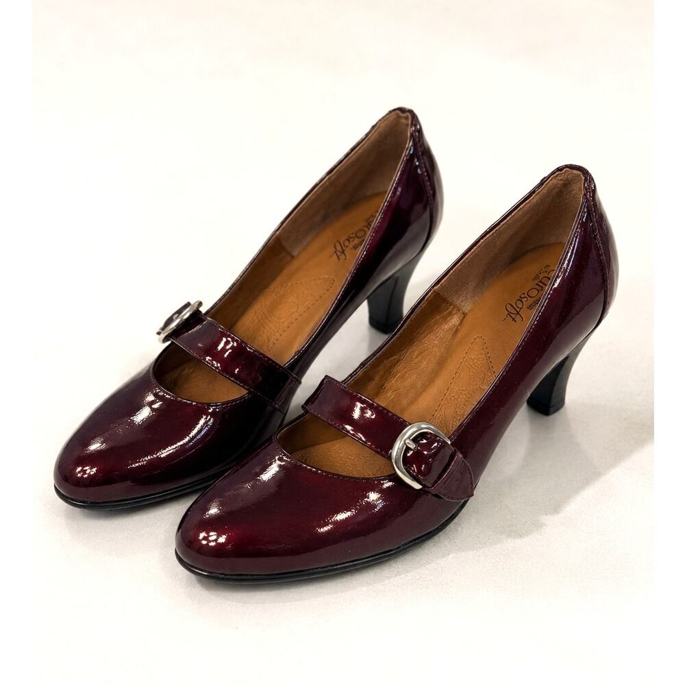 Euro Soft by Sofft Deep Red Patent Mary Jane Heels Size 7